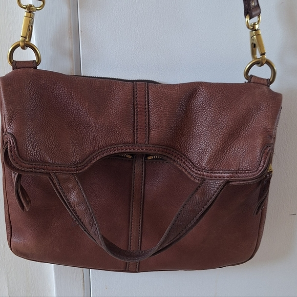 Fossil Foldover Leather Crossbody Messenger Bag - Picture 14 of 15